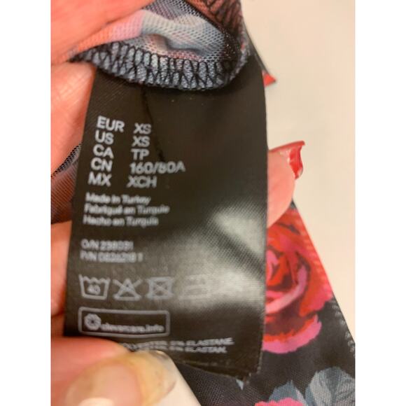 Mesh Blouse Sheer Floral Fairy Grunge Rocker Punk Goth Edgy Womens Size XS - Picture 4 of 9